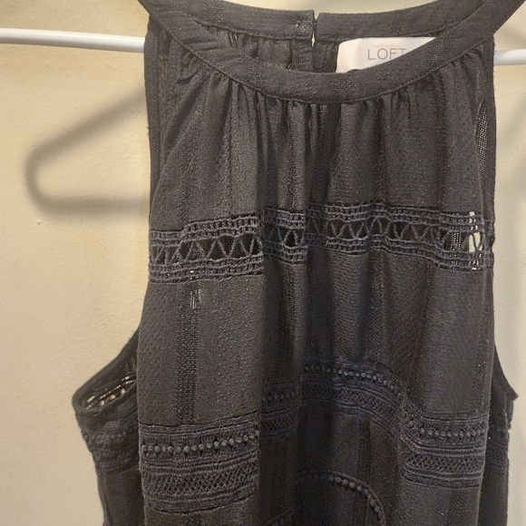 Ann Taylor LOFT Black Fringe tank top size L - Picture 5 of 11